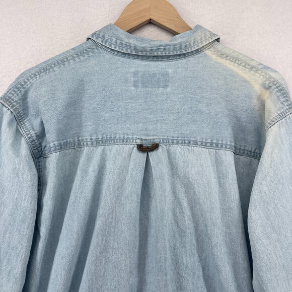 MARLBORO COUNTRY STORE Shirt Mens L Denim Button Up Cowboy Vintage Cotton Blue - Picture 8 of 12